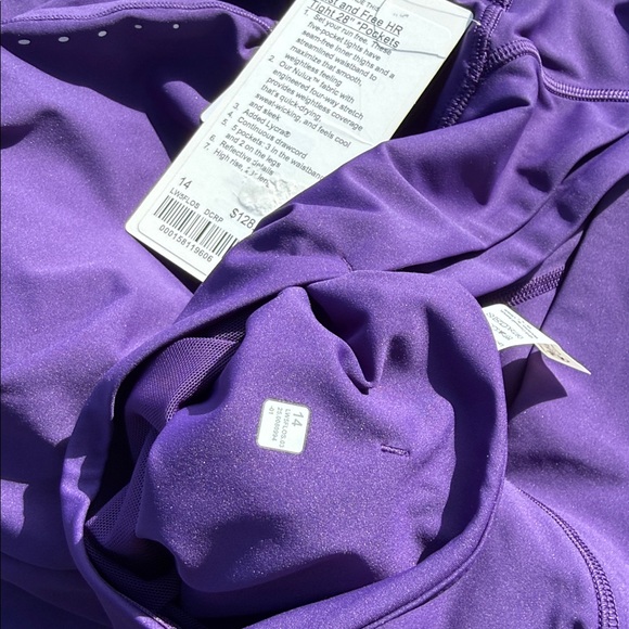 Lululemon Fast and Free High-Rise Tight 28" Pockets dark purple size 14 nwt - Picture 5 of 5